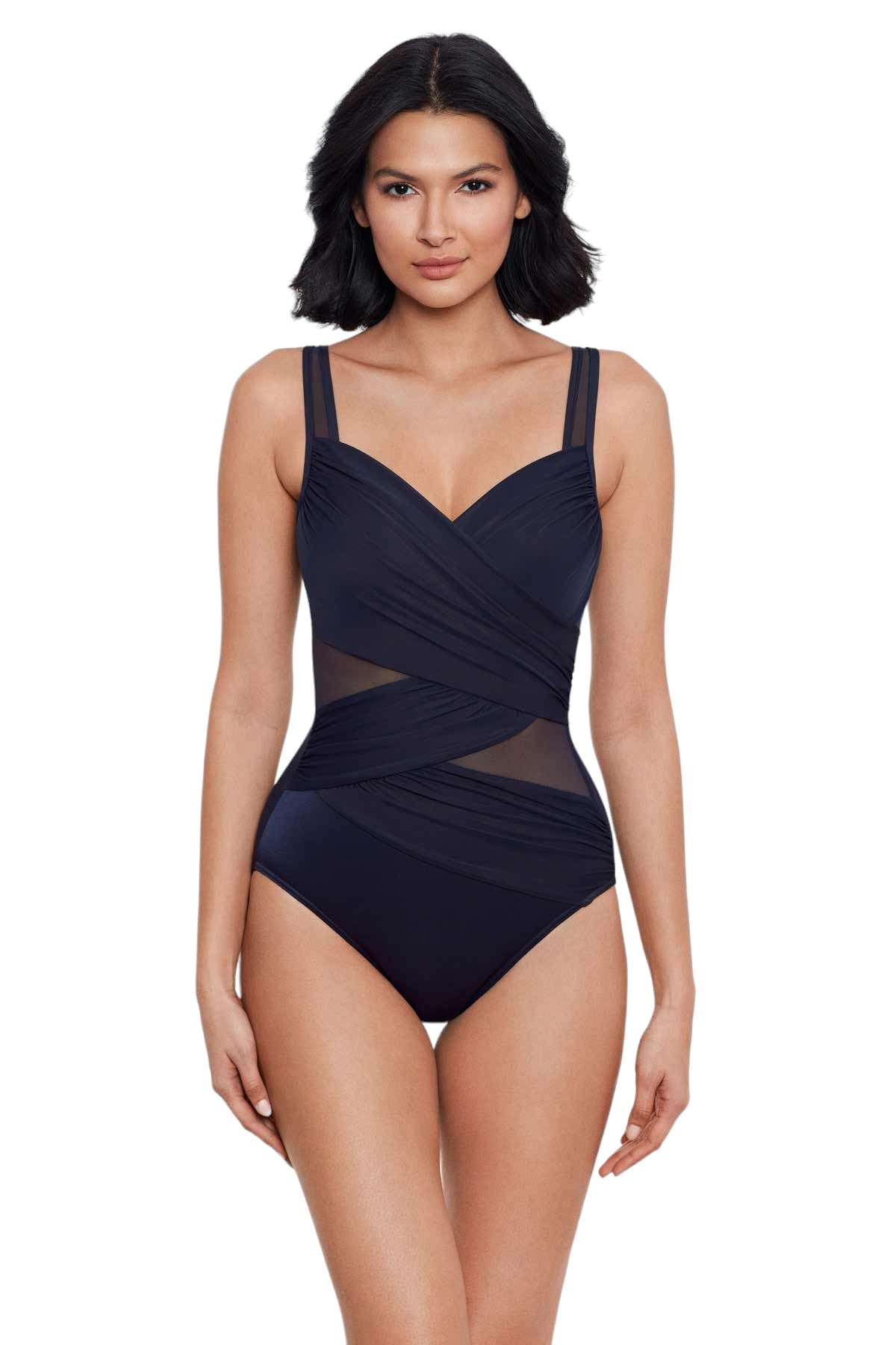 Midnight Blue Network Madero Shapewear Shaping Swimsuit  Swimwear  Miraclesuit.