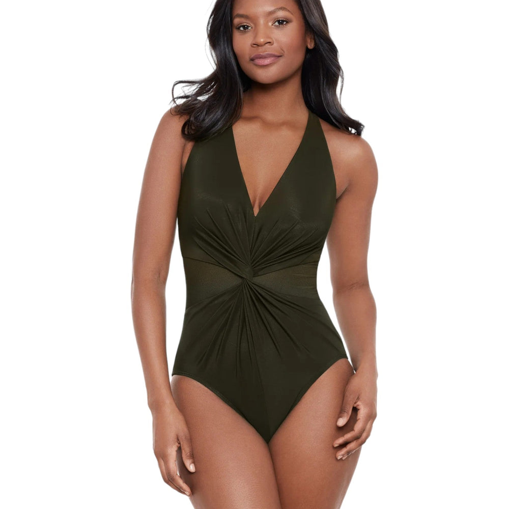 Nori Green Illusionists Wrapture One Piece Swimsuit  Swimwear  Miraclesuit.